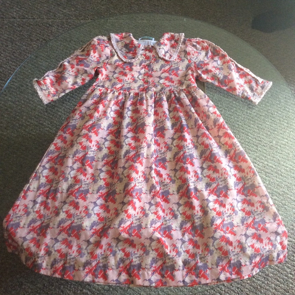 Girls Pink Floral Long-Sleeve Casual Dress